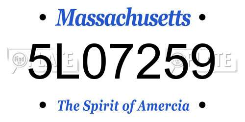 5L07259 Massachusetts License Plate