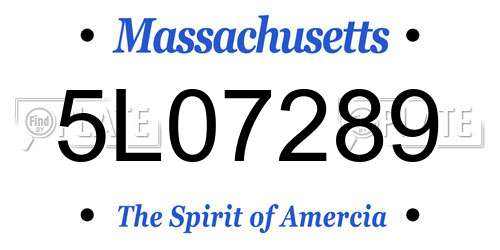 5L07289 Massachusetts License Plate
