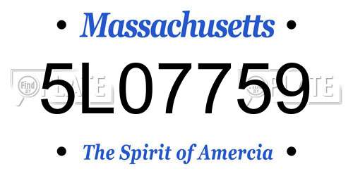5L07759 Massachusetts License Plate