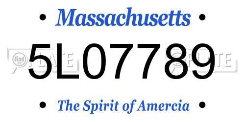 5L07789 Massachusetts License Plate