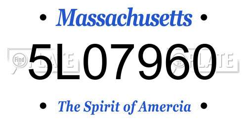5L07960 Massachusetts License Plate