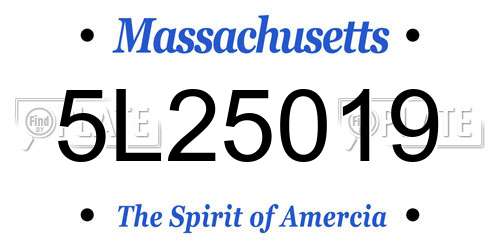 5L25019 Massachusetts License Plate