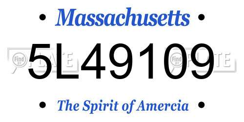 5L49109 Massachusetts License Plate