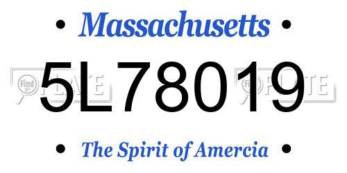 5L78019 Massachusetts License Plate