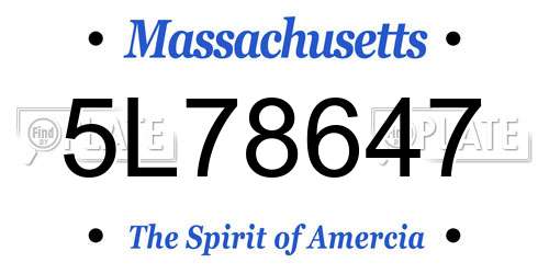 5L78647 Massachusetts License Plate