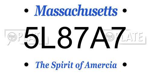 5L87A7 Massachusetts License Plate