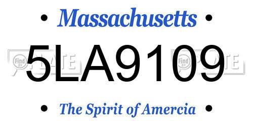 5LA9109 Massachusetts License Plate