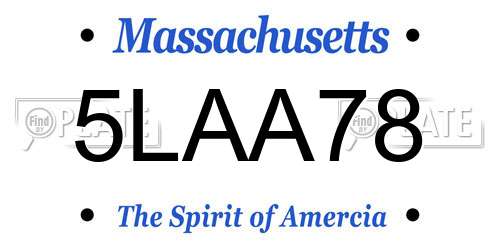 5LAA78 Massachusetts License Plate