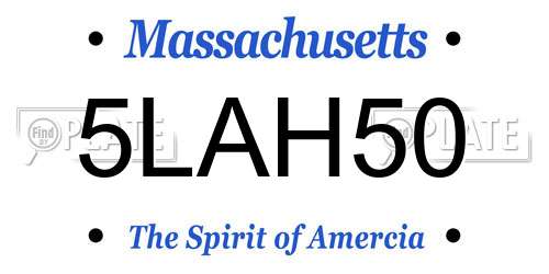 5LAH50 Massachusetts License Plate