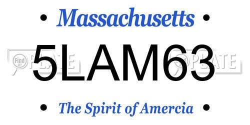 5LAM63 Massachusetts License Plate