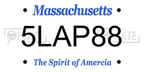 5LAP88 Massachusetts License Plate