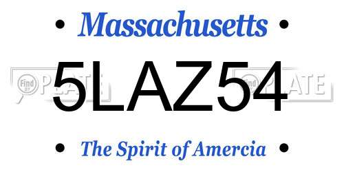 5LAZ54 Massachusetts License Plate