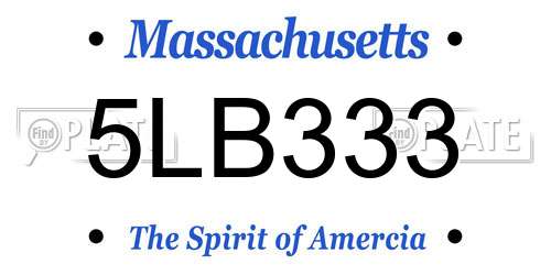 5LB333 Massachusetts License Plate