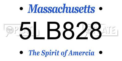 5LB828 Massachusetts License Plate
