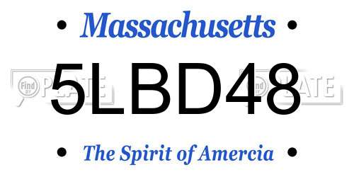 5LBD48 Massachusetts License Plate