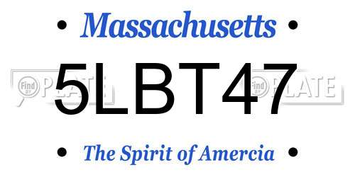 5LBT47 Massachusetts License Plate