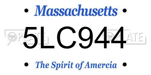 5LC944 Massachusetts License Plate
