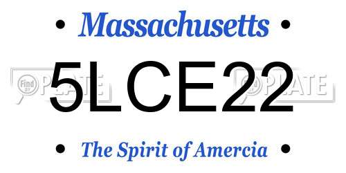 5LCE22 Massachusetts License Plate