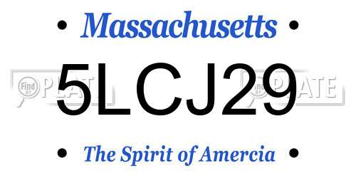 5LCJ29 Massachusetts License Plate