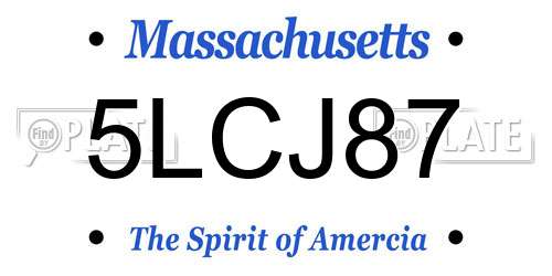 5LCJ87 Massachusetts License Plate