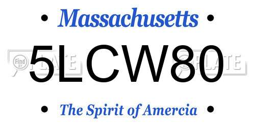 5LCW80 Massachusetts License Plate