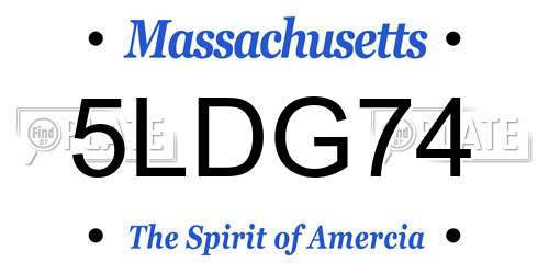 5LDG74 Massachusetts License Plate