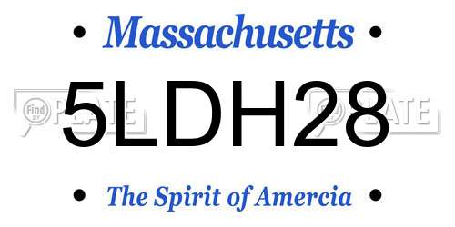 5LDH28 Massachusetts License Plate