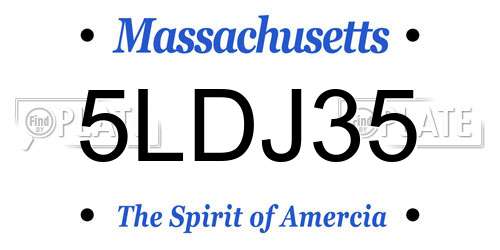 5LDJ35 Massachusetts License Plate