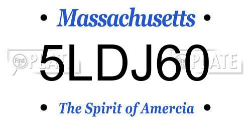 5LDJ60 Massachusetts License Plate