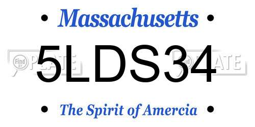 5LDS34 Massachusetts License Plate