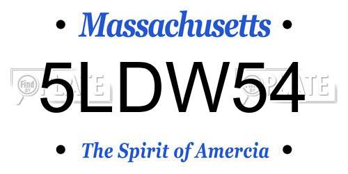 5LDW54 Massachusetts License Plate