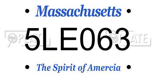 5LE063 Massachusetts License Plate