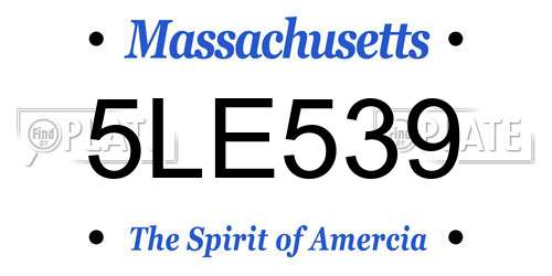 5LE539 Massachusetts License Plate