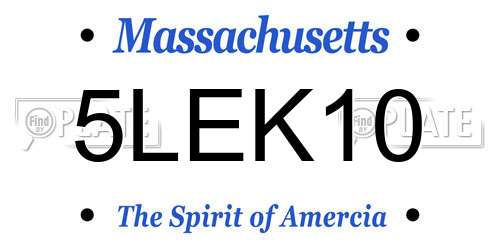 5LEK10 Massachusetts License Plate