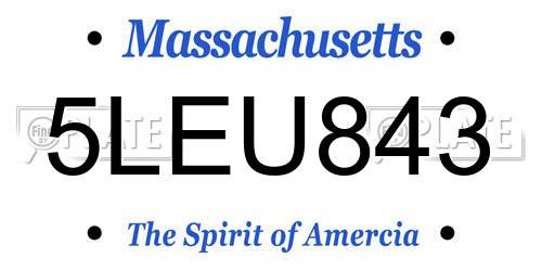 5LEU843 Massachusetts License Plate