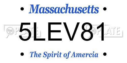 5LEV81 Massachusetts License Plate