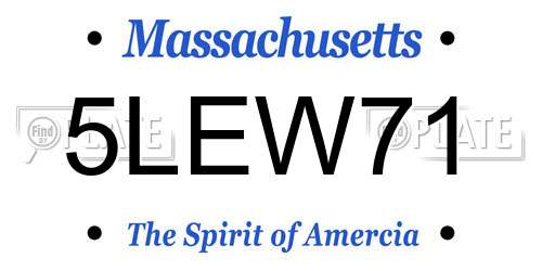 5LEW71 Massachusetts License Plate