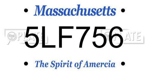 5LF756 Massachusetts License Plate