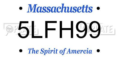 5LFH99 Massachusetts License Plate