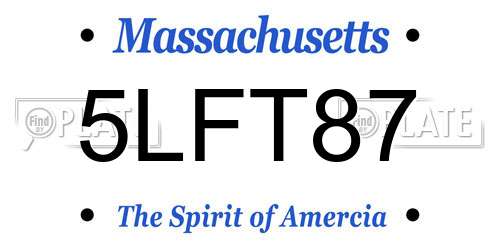 5LFT87 Massachusetts License Plate