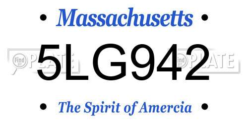 5LG942 Massachusetts License Plate