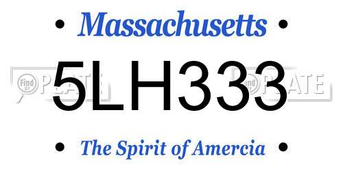 5LH333 Massachusetts License Plate