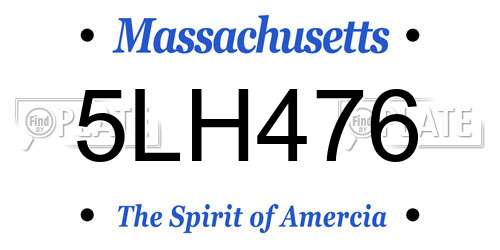 5LH476 Massachusetts License Plate