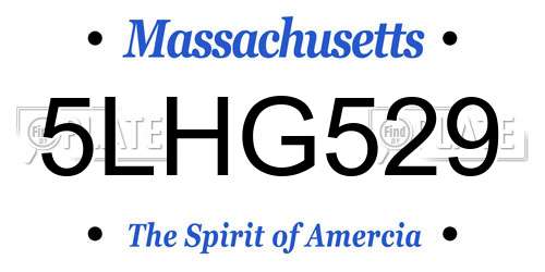 5LHG529 Massachusetts License Plate