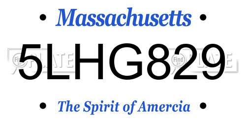 5LHG829 Massachusetts License Plate