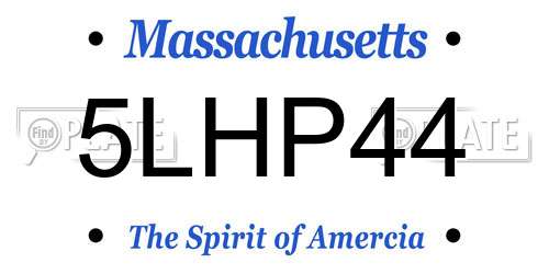 5LHP44 Massachusetts License Plate