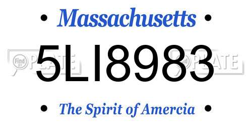 5LI8983 Massachusetts License Plate