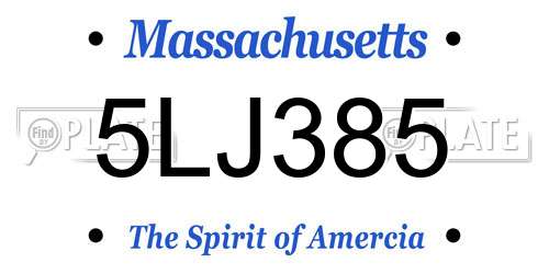 5LJ385 Massachusetts License Plate