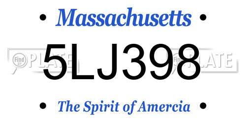 5LJ398 Massachusetts License Plate