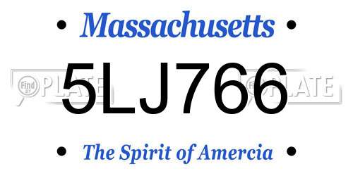 5LJ766 Massachusetts License Plate